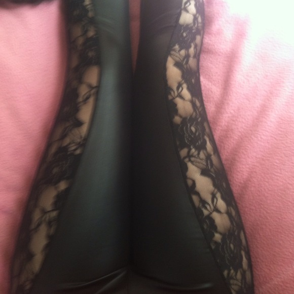 Faux leather leggings.