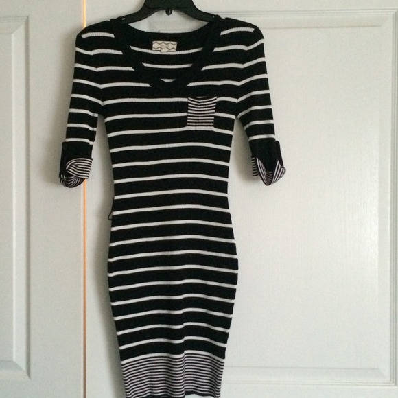 Black and white strip dress