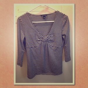 Banana Republic 3/4 sleeve black/white Striped Top