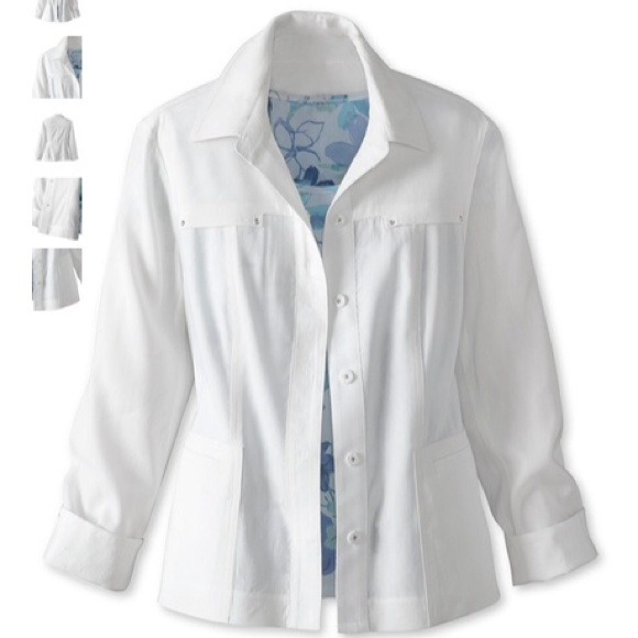 Coldwater Creek Snap Front Shirt Jacket - White - Picture 1 of 4