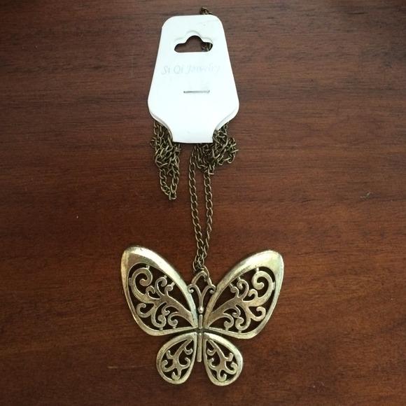 SOLD! Gold butterfly fashion necklace.