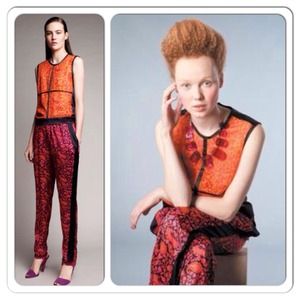 Narciso Rodriguez Floral Orange Sleeveless Top M