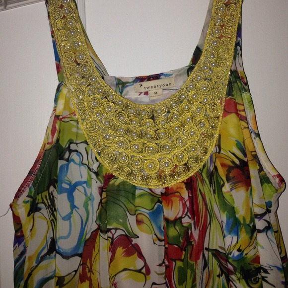 Colorful floral beaded tank
