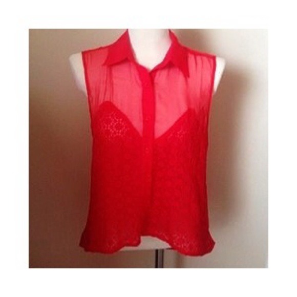 Millau LF sheer red Button-Down