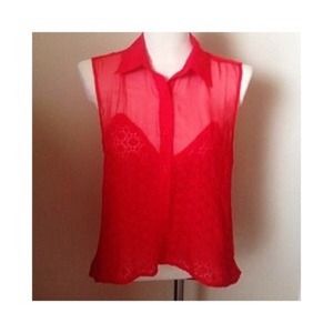 Millau LF sheer red Button-Down