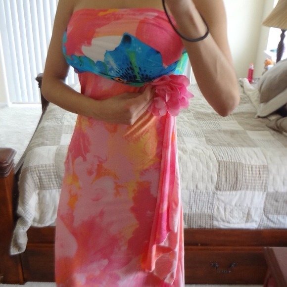 New- multicolor stretchy maxi dress - Picture 3 of 4