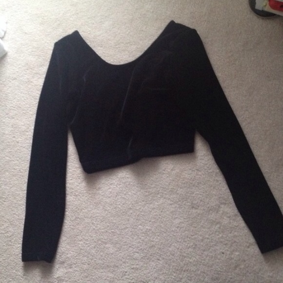 Velvet Long Sleeve Crop Top - Picture 3 of 3