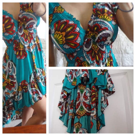 -Long asymmetrical bohemian dress - Picture 2 of 4