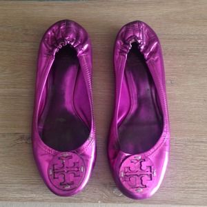 Metallic pink Tory Burch flats