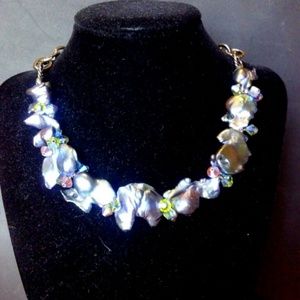 Keshi pearl and swarovski necklace