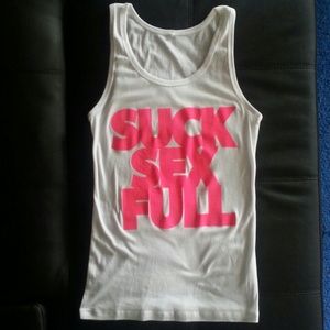 White tank top.  Looser fit.