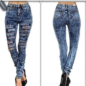 1X Highwaist distressed jeans
