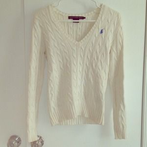 Ralph Lauren Sport white v-neck sweater