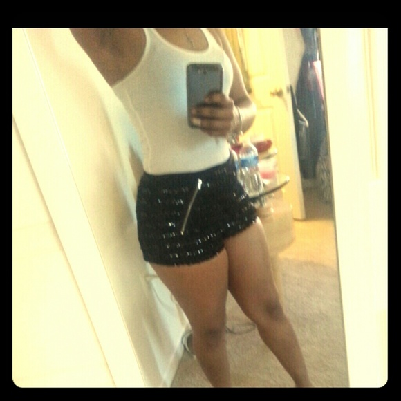 Black sequined shorts