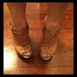 Nude Sling Back Open Toe Heels