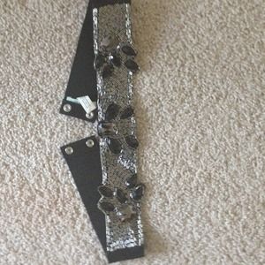 Silver and black embellished belt