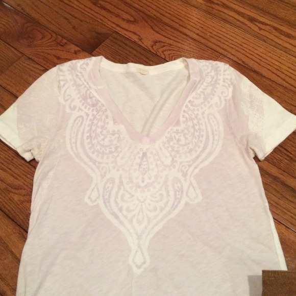 J. Crew White & Lavender V-Neck - Picture 2 of 4