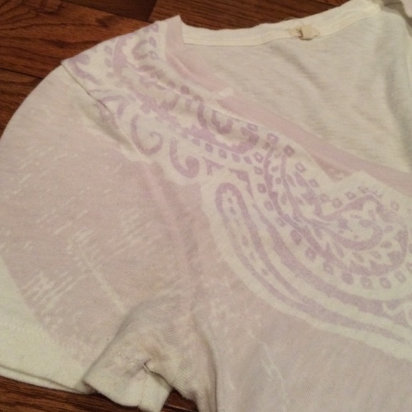 J. Crew White & Lavender V-Neck - Picture 4 of 4