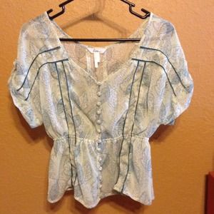 Floral patterned, blue/green blouse from PacSun