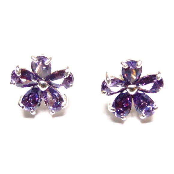 Hold Sterling silver large lavender flower studs