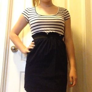 Blue and whit dress with blue skirt