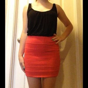 Coral and black dress, Charlotte Russe