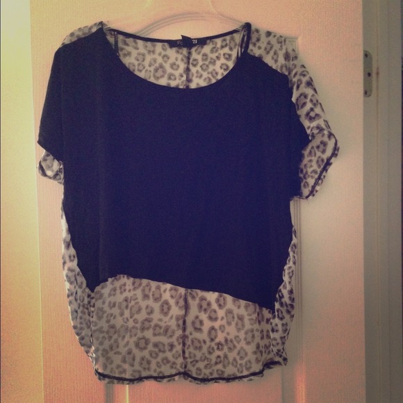 Black crop top with leopard back