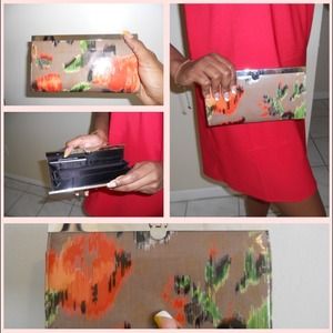 Vintage Multi-colored Floral Clutch NWOT