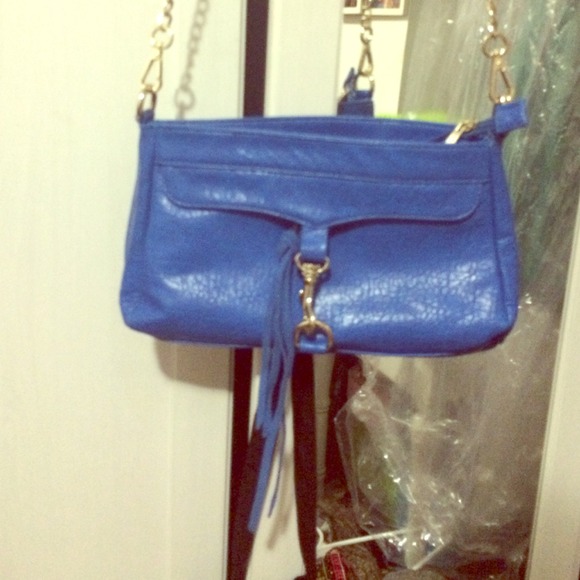 Faux lather bright blue going out bag