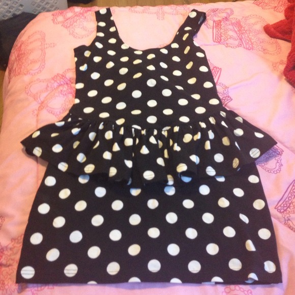 Polka dot peplum dress