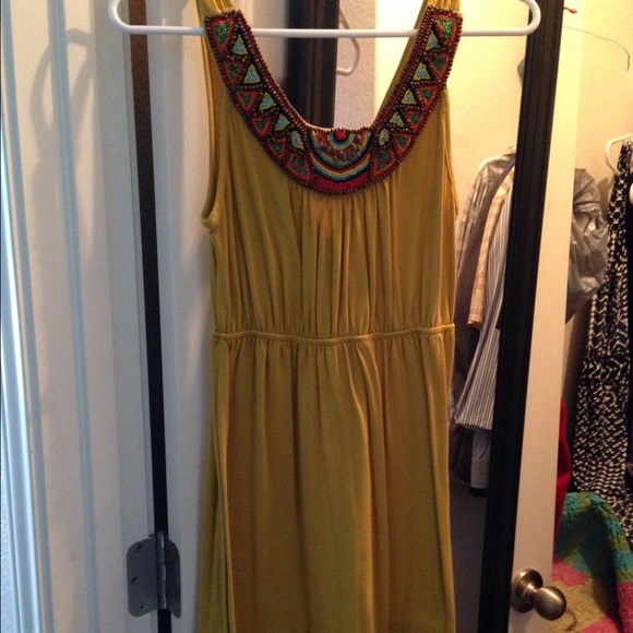 Mustard yellow beaded dress