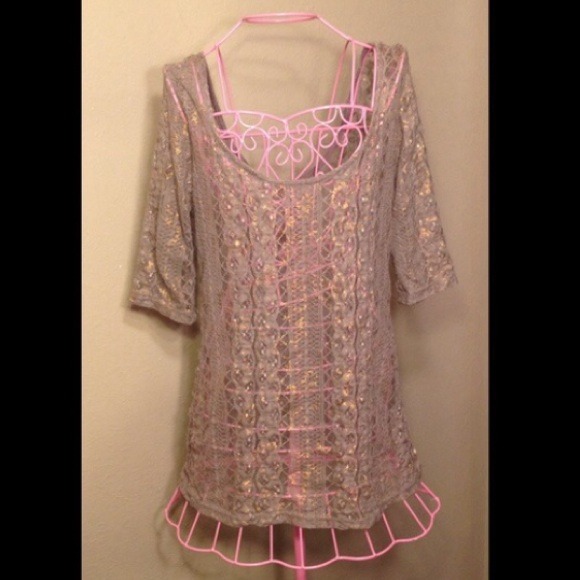 🚫TRADED🚫 Tan and navy dress and sparkle shirt - Picture 3 of 3