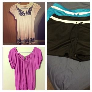 Bundle   🎉. White top. Danski shorts. Purple top