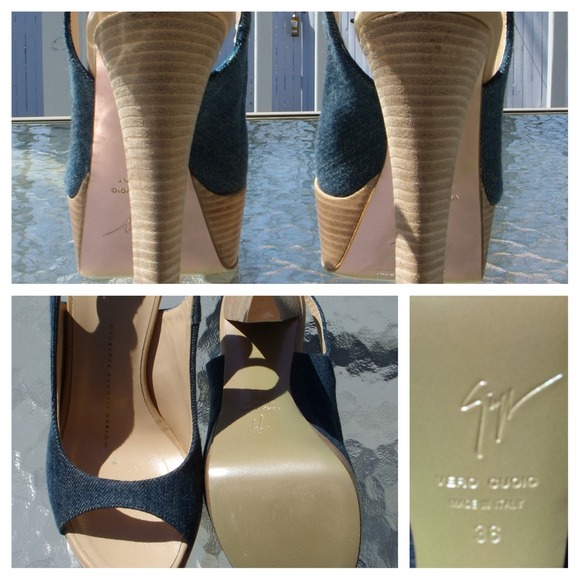 GIUSEPPE ZANOTTI Denim Slingback Open-Toe Sandal - Picture 3 of 4