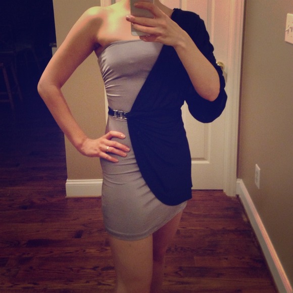 Bebe one shoulder, Greek style dress