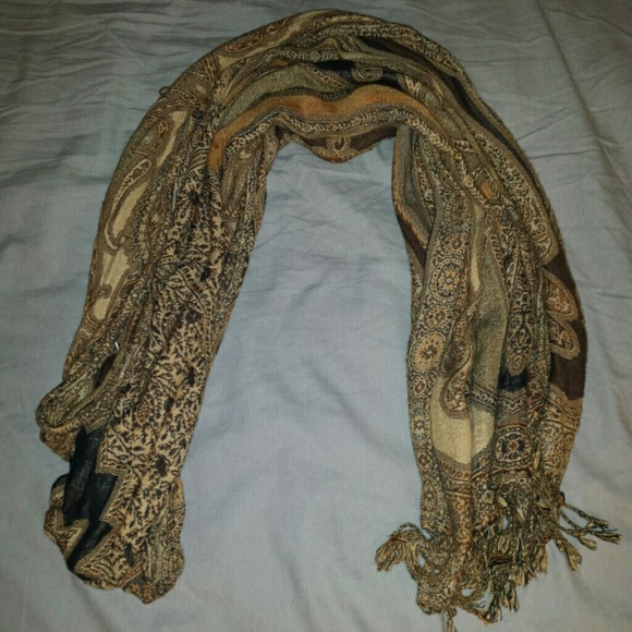 Brown and tan paisley scarf