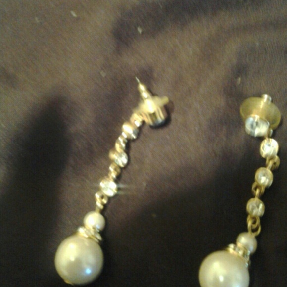 Pearl and rhinestone earrings