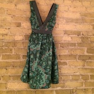 Peacock print, silky dress