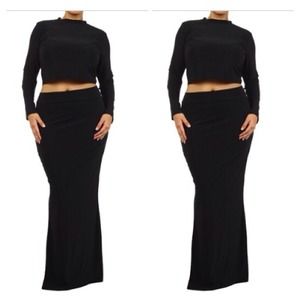 Black Crop top and maxi skirt.-Sold