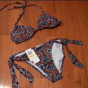 NWT Jessica Simpson Aztec Print Side Tie Bikini