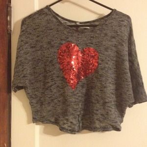 Heart Sequined Knit Crop Top