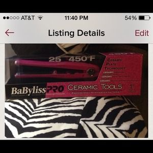 Babyliss Pro Flat Iron New Inbox 1" inch heats ;50