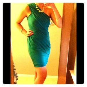 Ultra chic teal Soprano one shoulder mini dress