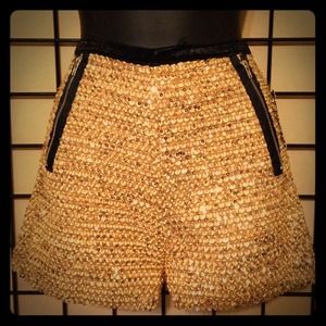 Miss B High Waisted Gold Sequence Mini Shorts