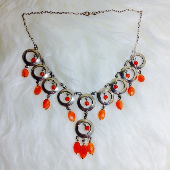 Genuine Carnelian Silver Necklace - Picture 1 of 3