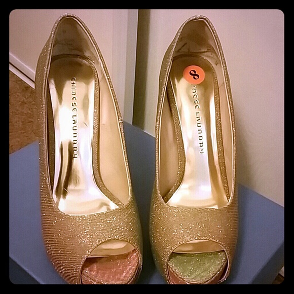 Chinese Laundry Shoes - Open toe gold high heels