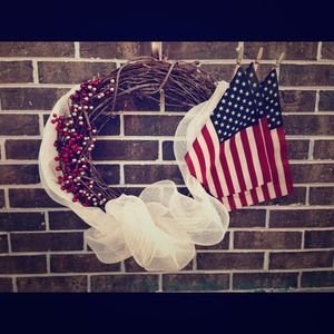 Handmade Vintage tea stained American Flag wreath
