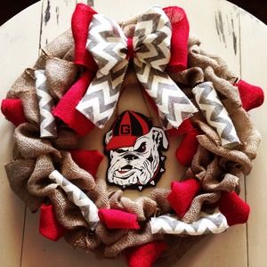 Handmade GA Bulldog burlap wreath made to order