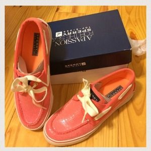 Coral sequin sperry top siders