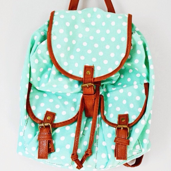 Handbags - Mint Polkadot Mini Backpack